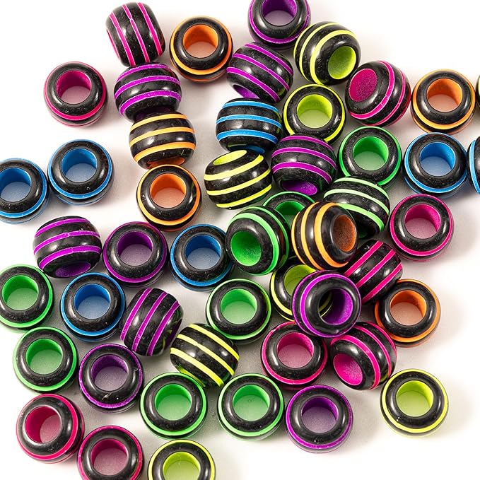 Gxueshan 1000 Pcs Acrylic Plastic Mix Rainbow Pony Beads 6x9mm Large Hole Pens Hair Braiding Bulk Kandi Beads for Friendship Bracelet Necklace Jewelry Making Kit