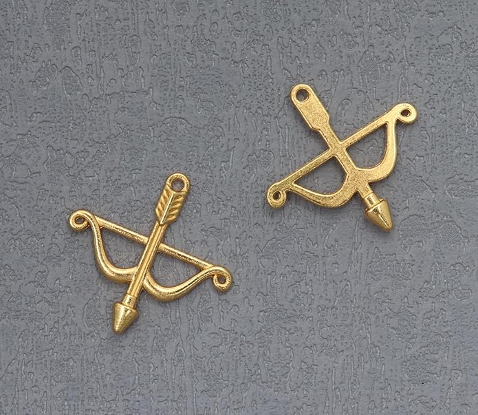 50 Pcs Bow and Arrow Charms Metal 2.5 X 2.5 CM Cute Vintage Pendants for DIY Jewelry Making Finding Kits Necklace Bracelets Earring Keychain Crafting Project Supplies