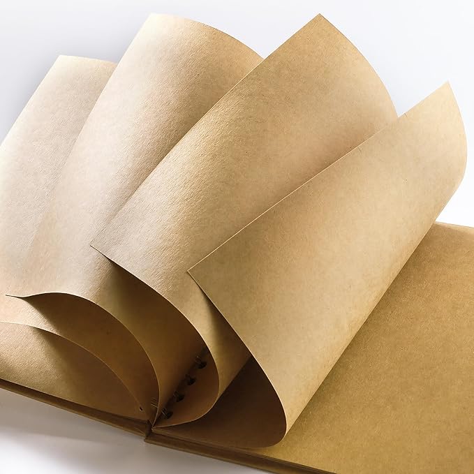 Scrapbook 8 x 8 Inch DIY Photo Album, Memory Book for Parents and Kids, Hardcover Kraft Paper Brown 20 Sheets/ 40 Pages