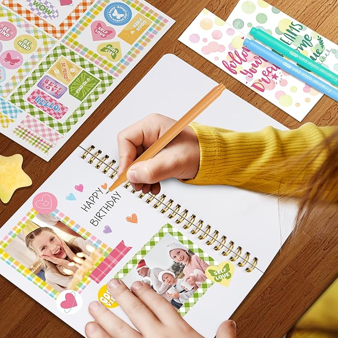 nollh gifts for 8 9 10 11 12 year old girl - diy journal kit for teen tween girls, stationary scrapbook & diary supplies set, girl gifts arts and crafts stuff, toys for ages 8-13