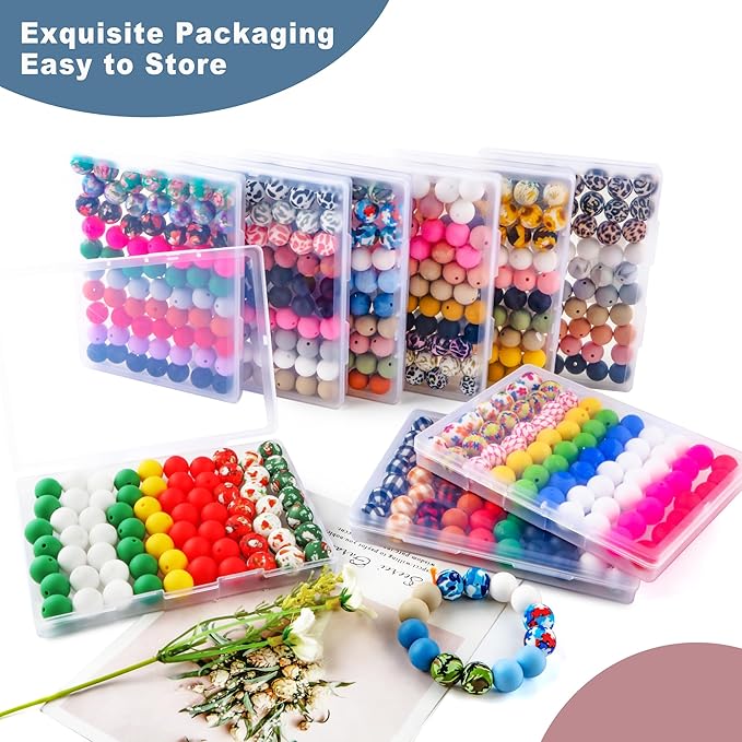 70Pcs Print Silicone Beads for Keychain Making,Round 15mm Silicone Beads for Pens, Necklace and Bracelets Making（Camouflage Print）