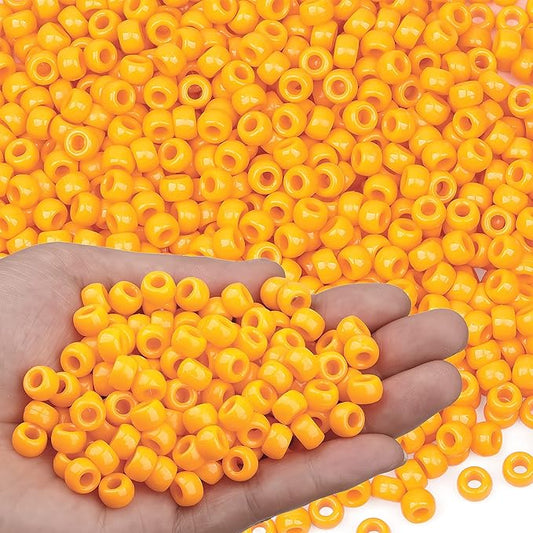 gmma orange pony beads for bracelet 1000 pcs 6x9 fall plastic halloween beads for jewelry making thanksgiving autumn hair braiding diy bracelet necklace party decoration supplies