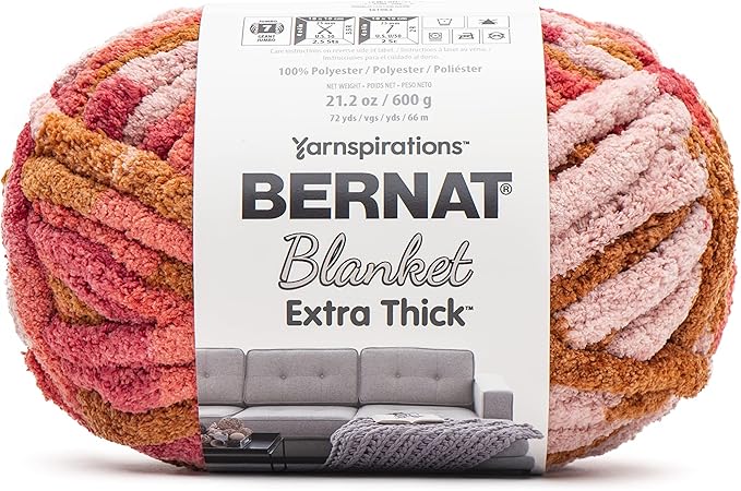 Bernat Blanket Extra Thick Sunset Yarn - 1 Pack of 21.12oz/598.74g - 100% Polyester - #7 Jumbo - 72 Yards - Chunky Yarn for Hand Knitting, Crocheting, Crafts & Amigurumi