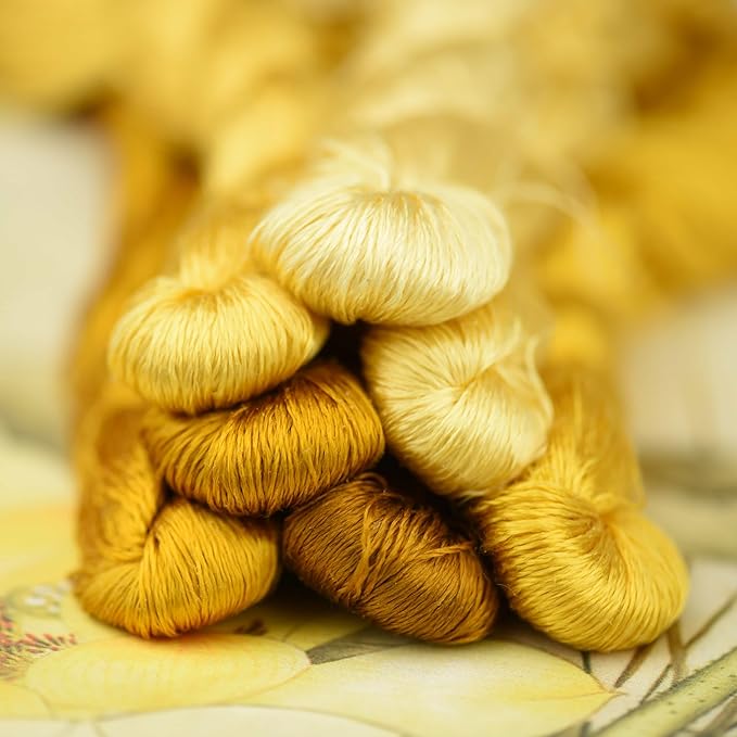 Natural 100% Silk Thread, Handmade Embroidery Thread Silk Floss 7 Colors 110m Each (51)
