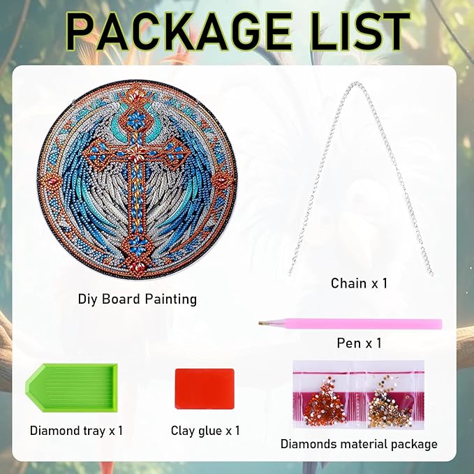 NQRSBUI DIY Hanging Diamond Art Kits for Adults, Cross Double Sided Diamond Art Painting Suncatchers Pendants, Crystal Gem Craft Painting Kit for Home Garden Wall Decor Gift (Cross)