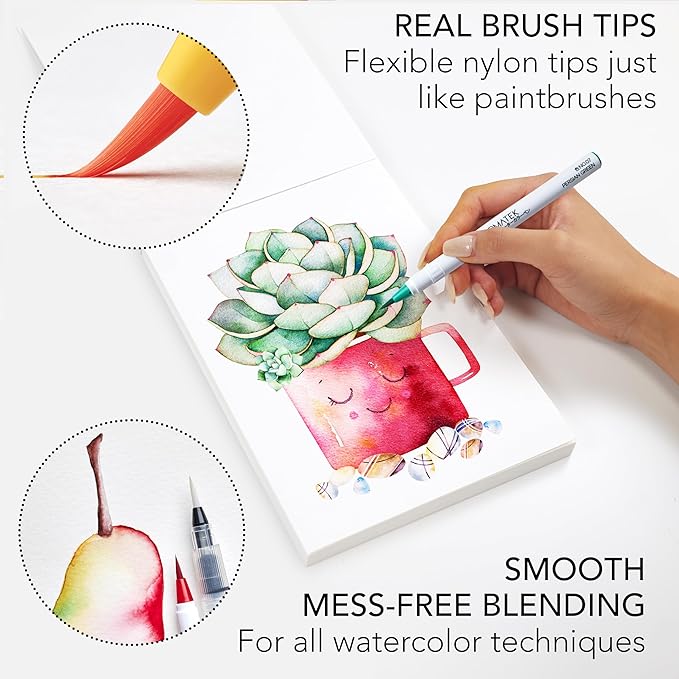 CHROMATEK 54 Watercolor Pens Set | Including 15 Page Pad & Online Video Tutorial Series | 4 Aquapens & 50 Unique Colors | Brush Pens | Easily Blendable, Vivid, Smooth | Professional Art Supplies