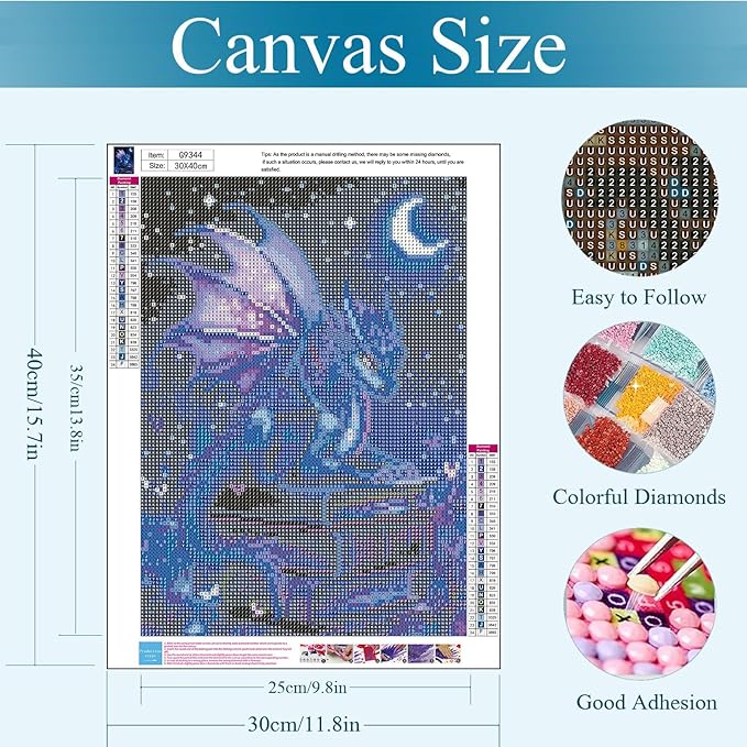 Gemozaic Dragon Diamond Painting Kits for Adults, Fantasy Diamond Art Kits for Adults, Animal Gem Painting Kit for Adult for Gift Home Wall Decor, 12x16 Inch
