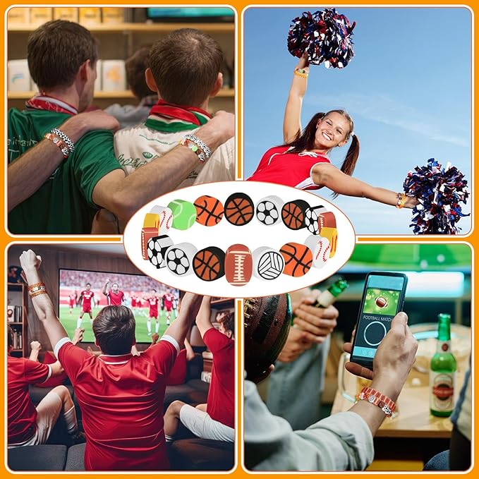 Highergo 1200 Pcs Sports Ball Beads for Jewelry Making, Sports Stackable Ball Charms Cute Fun Beads Gifts for Baseball Basketball Soccer Rugby Volleyball Football Bead for DIY Bracelets Making Kit