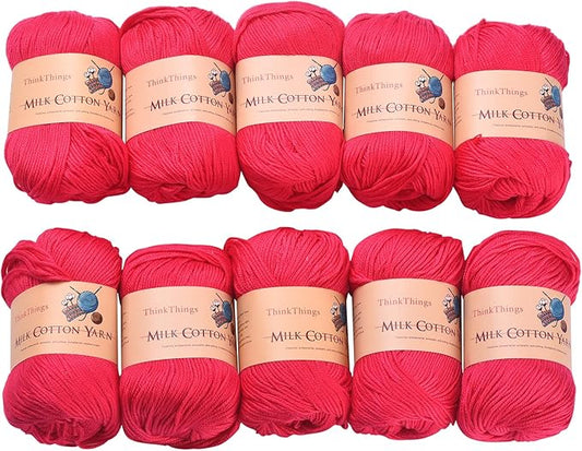 Acrylic Yarn for Crocheting Bulk DIY Knitting Yarn Rose Red Cotton Yarn 10Balls Pack 17.6Ounces,Red Crocheting Yarn