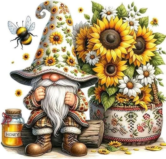 GEEHEIY Gnome Diamond Art Kits for Adults, 5D Gnome Diamond Painting Kits for Beginner, DIY Sunflower Gem Art Dots for Adults, Perfect for Home Wall Decor 14x14 Inch
