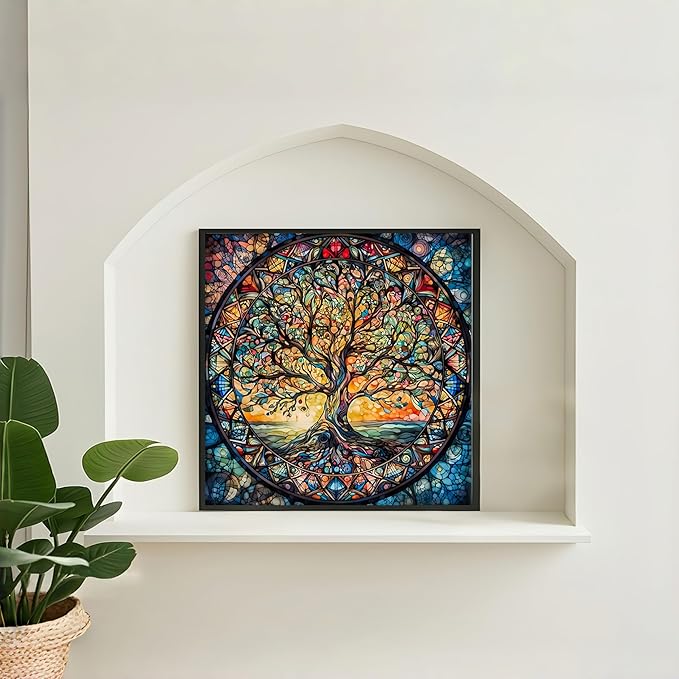 Diamond Art Kits for Adults Tree of Life, DIY 5D Diamond Painting Kit for Beginners, Full Round Drill Gem Art Dots for Adults, Diamond Dots Paintings Crafts Home Wall Decor 14X14 Inch