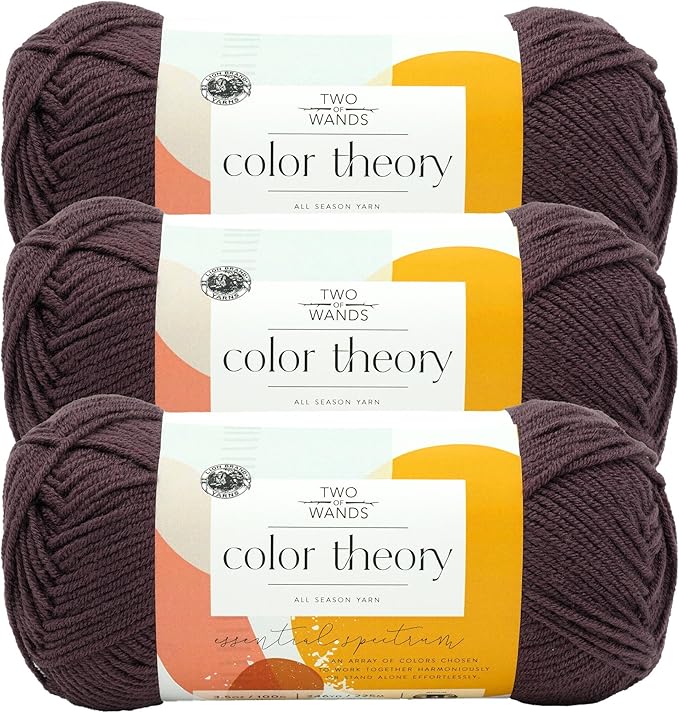 Lion Brand Yarn, Color Theory Worsted Weight Yarn for Knitting and Crochet, Fig, 3 Pack, Acrylic Fiber with Modern Color Palette, Perfect for Sweaters, Hats and Cozy Blankets