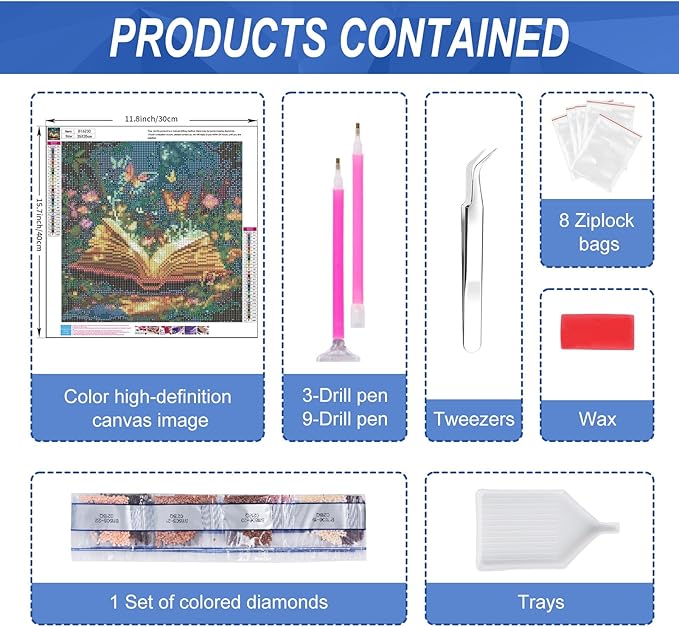 Camocin Diamond Art Kits for Adults Book, 5D Butterfly Diamond Painting Kits for Adults Beginners, DIY Book Full Round Dots Drill Gem Art Kit for Gift Home Wall Decor 14 x 14 Inch