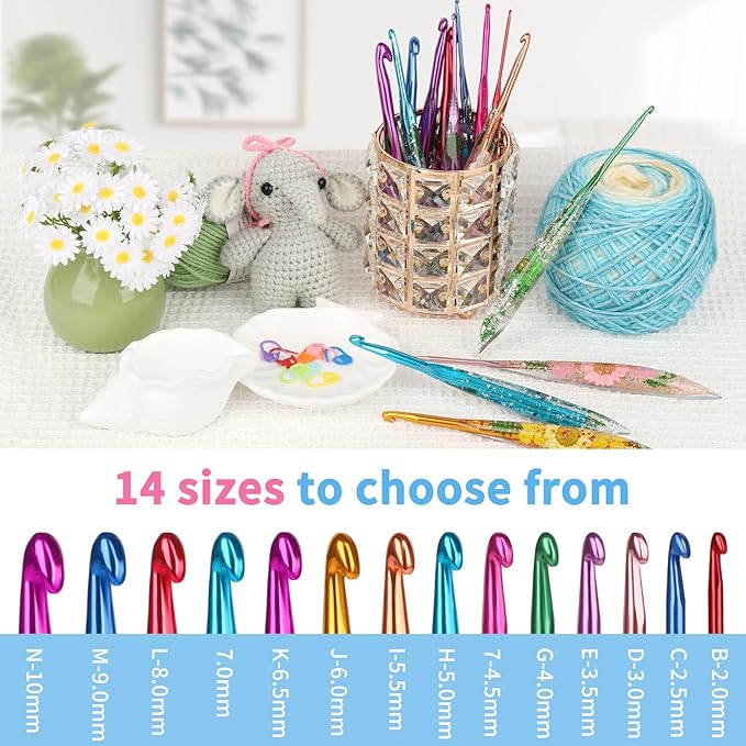 Coopay Crochet Hooks, 3.5mm Ergonomic Crochet Hook with Floral Resin Grips, Stylish and Unique, Ideal for Crocheting Blankets, Dolls, Shawls, Hats, Scarves (E-3.5mm)