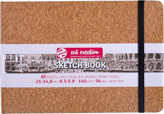 talens t9314-055m 454615 art creations sketchbook, drawing notebook, 8.3 x 5.9 inches (21 x 15 cm), cork, thickness: 4.1 oz/sq ft (140 g/m2), fine, acid free paper, 80 sheets bound