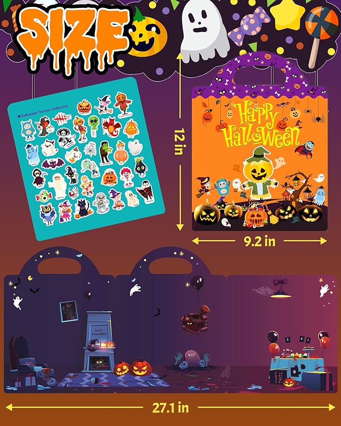 benresive reusable sticker books for kids, sticker books for toddlers, toddler travel toys activities crafts ages 3 and up birthday gifts - halloween
