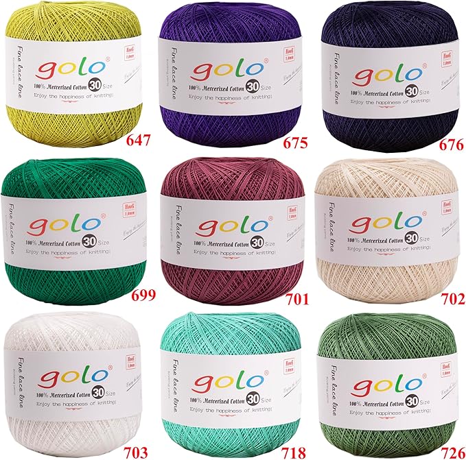 golo Crochet Thread Yarns for Hand Kniting Size 30 Light Red Yarn