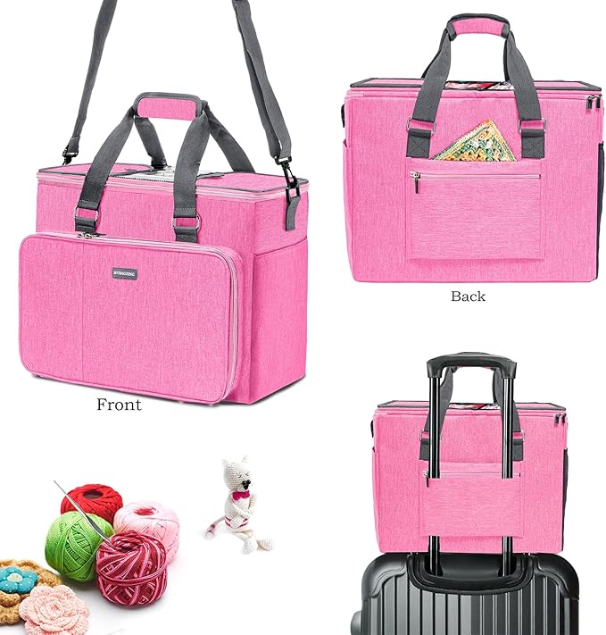 Knitting Bag, Large Yarn Storage Organizer, Crochet Bags and Totes, Yarn Bags for Crocheting, Yarn Holder Case for Knitting Needles, Crochet Hooks, Knitting Accessories, Unfinished Project