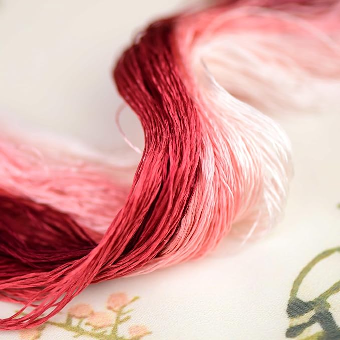 Natural 100% Silk Thread, Handmade Embroidery Thread Silk Floss 9 Colors 110m Each (48)