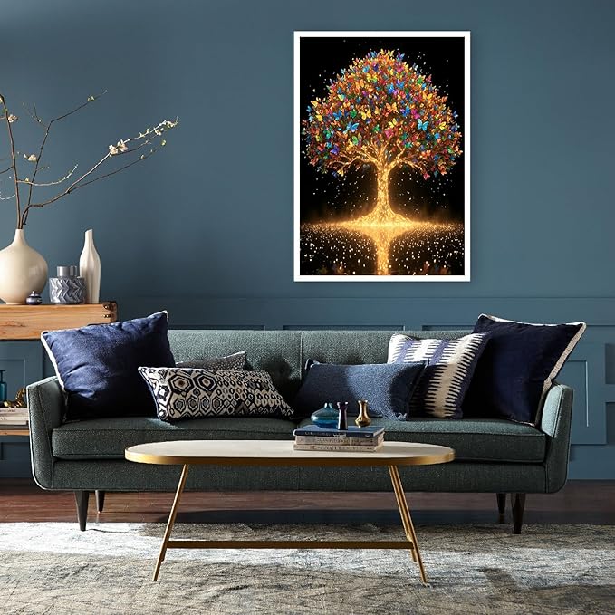 ARPADAMO Diamond Art Kits for Adults,5D Tree of Life Diamond Painting DIY Butterfly Diamond Art Diamond Painting Kits for Adult,Round Full Drill Diamonds, Diamond Art Kits for Home Decor-12x16inch