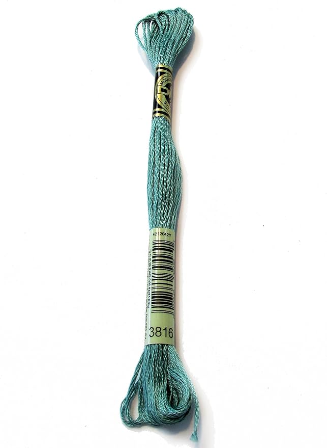 DMC 117-3816 Mouline Stranded Cotton Six Strand Embroidery Floss Thread, Celadon Green, 8.7-Yard