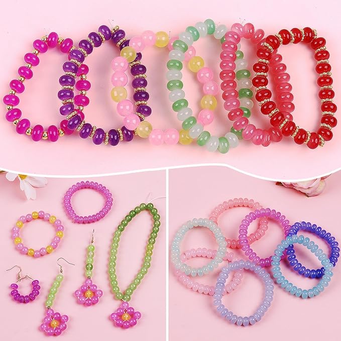 1250pcs Abacus Glass Beads for Jewelry Making, 5x8mm Crystal Rondelle Beads for Bracelets, 24 Colors Bracelet Making Kit with Gemstone Rondelle Spacer Beads for DIY Jewelry Crafts Gifts (2 Box)