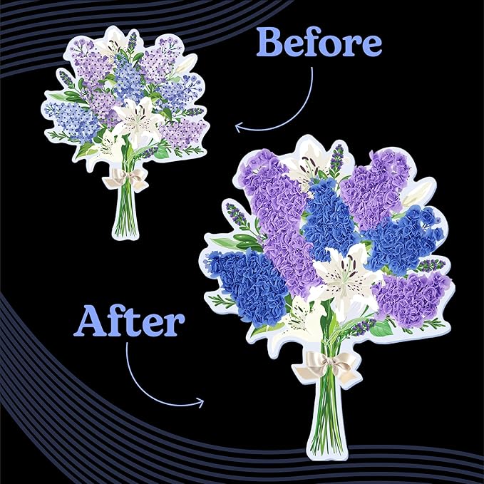 Unwynd Poke Art Lavender Flower Bouquet, Mess-Free Arts and Crafts for Adults, Teen Craft Kits, Gifts for Women and Men