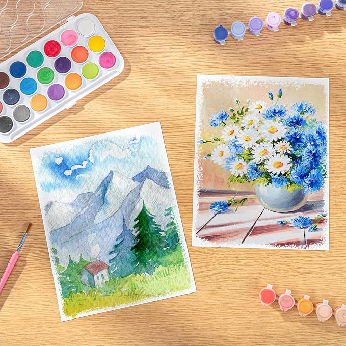 80 Sheets Watercolor Paper Bulk, 110 lb/230 GSM Cold Press Paper White Water Color Paper for Kids Child Students Adults Artists Drawing Wedding Gift Cards(8.5x11 Inch)