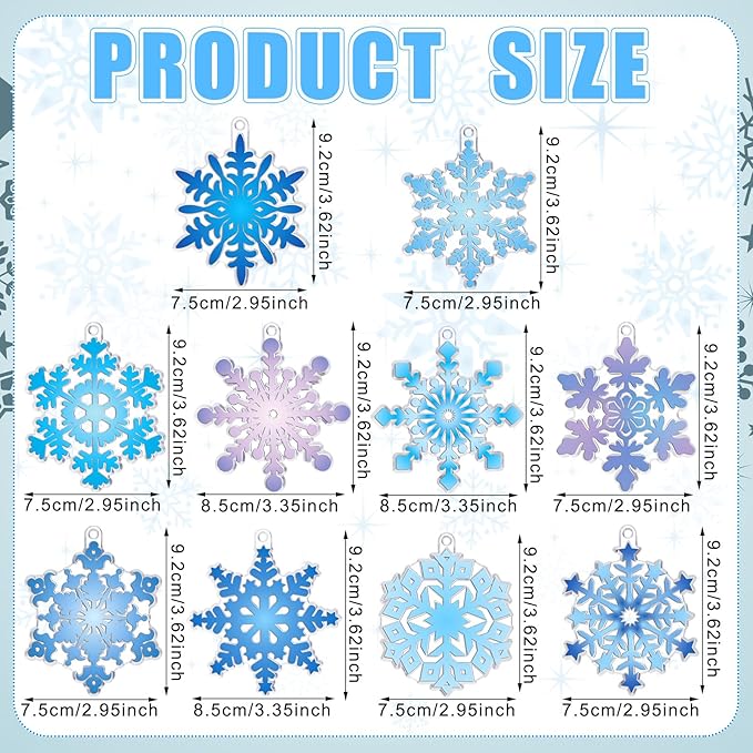Sonwyoung 30 Sets Winter Snowflake Suncatchers Ornament Craft Kits, DIY Glow in The Dark Christmas Suncatcher Kits Art Stained Glass Window Paint Art for Party Activities Craft Party Favors