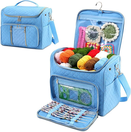 knitting bag- Crochet bags for on the go,yarn storage organizer, perfect for knitting and crochet accessories（Sky blue）