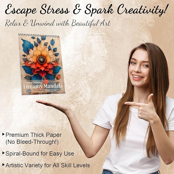 Mandala and Nature Coloring Books for Adult Women Relaxation Spiral Bound Page Printed Single-Sided Gifts Arts and Crafts for Women to Relax, Anxiety and Depression 24 Colorful Coloring Pages