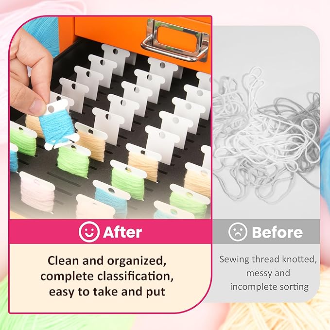 300PCs Embroidery White Floss Bobbins with 3 Packs Customizable EVA Foam Insert for Bisley MultiDrawer Cabinet or 15 * 11-inch Multi-Drawer Cabinet, Embroidery Floss Organizer, Cross Stitch Storage