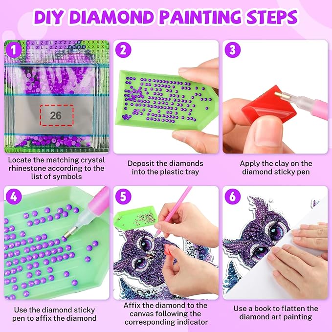 Bowetile Owl Diamond Art Hanging Kits for Adults, 5D Special Shape Diamond Painting Moon Pendant Kits, Gem Art Suncatchers Painting Window Ornament for Home Garden Wall Decor
