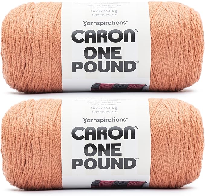 Caron One Pound Faded Brick Yarn - 2 Pack of 16oz/453.6g - Acrylic - #4 Worsted (Medium) - 812 Yards - Knitting & Crochet