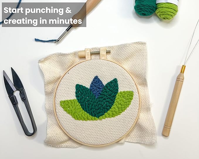 Dabline Punch Needle Kit for Beginners and Adults | Stress Relief DIY Craft - Complete Punch Needle Starter Kit with Designs & Supplies