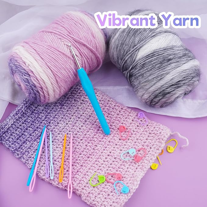 Cake Yarn for Crocheting,Colorful Crochet Yarn 3x100g 60% Cotton 30% Acrylic 10% Wool,Soft Fluffy Gradient Ombré Cotton Yarn for Crocheting Sweater,Blanket,Glove