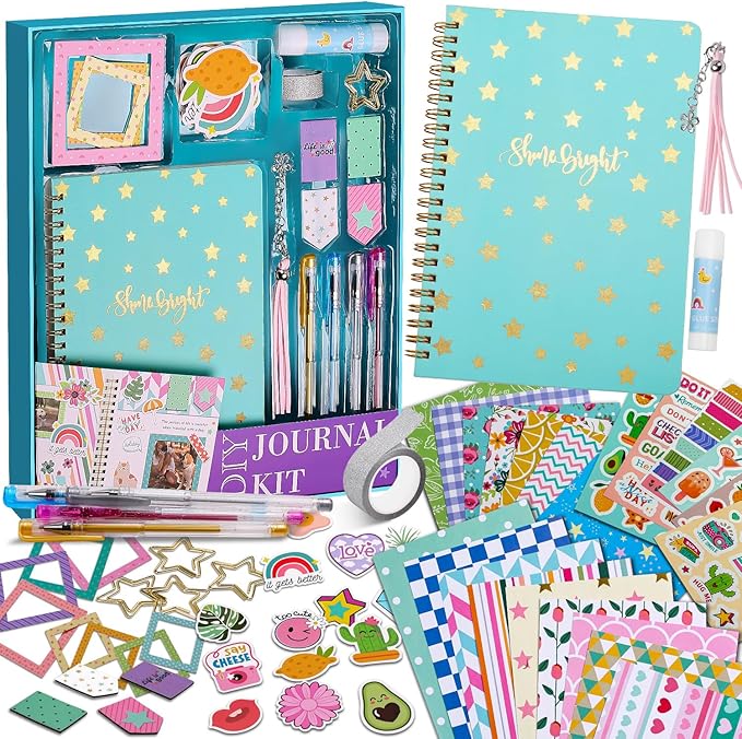 diy journal kit for girls, scrapbook & diary supplies set, birthday gifts for teen girls craft sets - unleash creativity journaling art crafts kit - ideal gifts for 8 9 10 11 12 13 14 year old girl