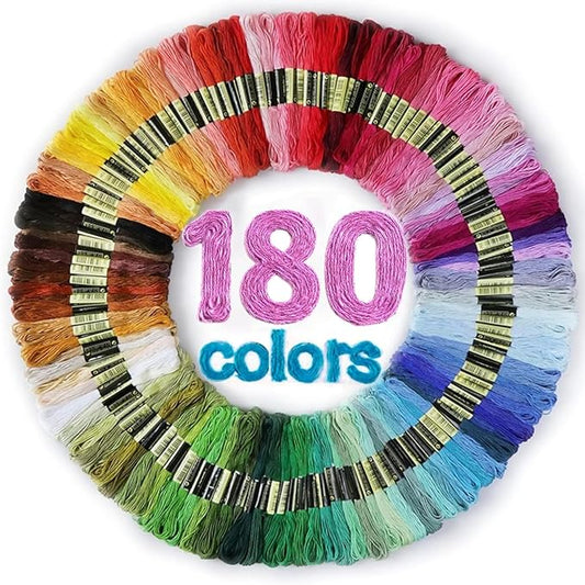 LOVIMAG Embroidery Thread Floss 180p Colors Skeins Friendship Bracelet String Making Bracelets Cross Stitch Kit Supplies Thin Yarn Sewing Patterns Strings Cotton Crochet Braces Wrap Rainbow Crafts