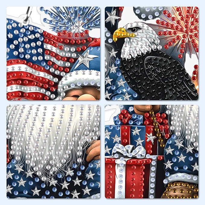 MXJSUA Gnome Eagle Special Shaped Hanging Diamond Painting Art Kits for Adults, Crystal Rhinestone Acrylic Gem Art Pendant Ornaments Kit for Home Decoration and Gift