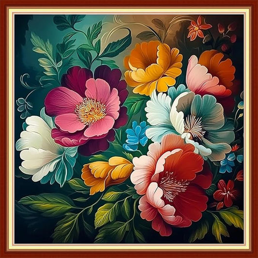 Redxing Stamped Cross Stitch Kits Embroidery kit for Beginners Adults Full Range of Embroidery Patterns Starter Kits DIY Printed Cross Stitch Kits Needlepoint Kits 11CT-Magical Flowers 18x18 inchs