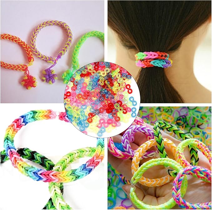 QONCV S Clips, Loom Rubber Plastic Band Clips, 500 Pieces, Colorful, Bracelets DIY Making Refill Kit, Connectors Refills, Loom Bracelets DIY Handicrafts, Exquisite Gadgets