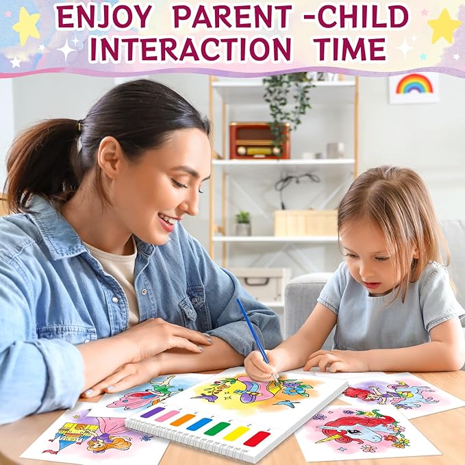 SOCOLER Paint with Water Coloring Books for Kids,Unicorn Theme Mess Free Watercolor Painting Papers Sets for Toddlers,Water Color Paint Kit,Art Craft Birthday Gift for Ages 1-3, 4-8