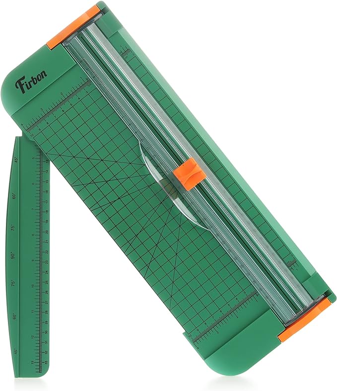 Firbon Green A4 Paper Cutter 12 Inch Titanium Straight Paper Trimmer with Side Ruler for Scrapbooking Craft, Paper, Coupon, Label, Cardstock