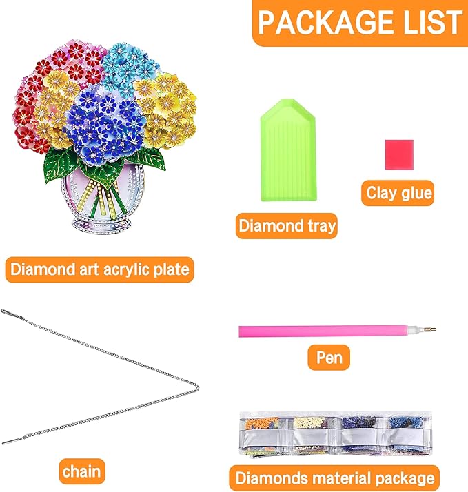 Ginfonr Diamond Painting Kits Hanging Pendant, Vase Sun Catcher for Front Door Sign, Special Shaped Rhinestone Flower Summer Hanging Decor, Double Sided Diamond Kits for Garden Window (8 x 8 inch)