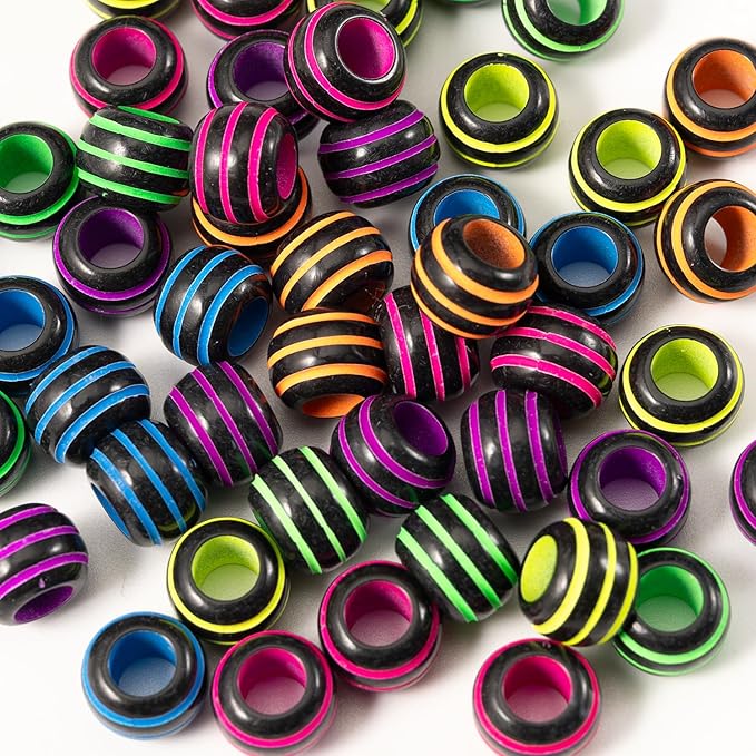 Gxueshan 1000 Pcs Acrylic Plastic Mix Rainbow Pony Beads 6x9mm Large Hole Pens Hair Braiding Bulk Kandi Beads for Friendship Bracelet Necklace Jewelry Making Kit