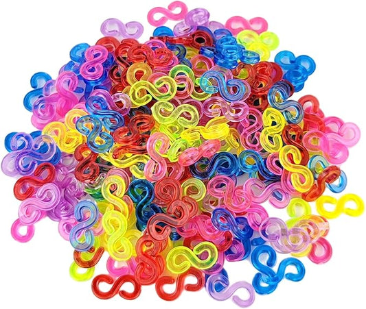 GAADSKCER 500 Pcs S Clips Rubber Band Bracelet kit Rubber Band Bracelet kit for DIY Handicraft Loom Bracelet Rubber Bracelet (Multicolored)