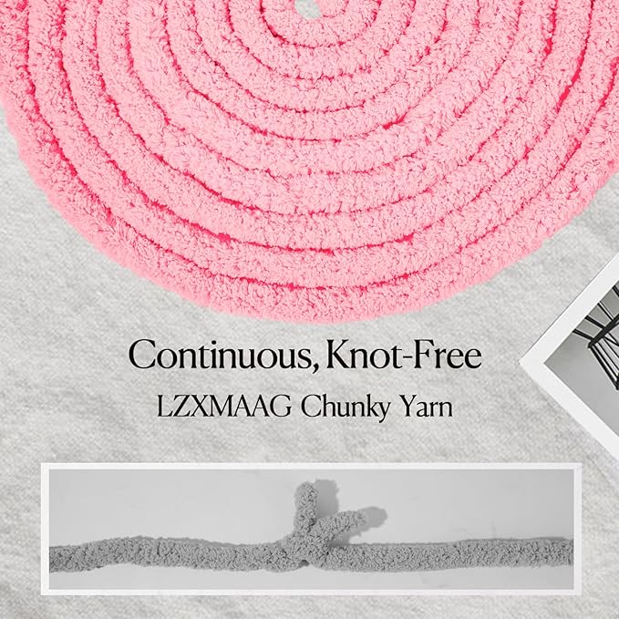 Chunky Yarn for Hand Knitting and Blankets – Super Soft Jumbo Chenille Yarn Pack for Crocheting, Bulky DIY Projects, 8 Skeins(Pink)