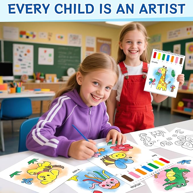 SOCOLER Paint with Water Coloring Books for Kids,Mess Free Watercolor Painting Papers Sets for Toddlers,Water Color Paint Kit,Art Craft Birthday Gift for Ages 1-3, 4-8(Animal)