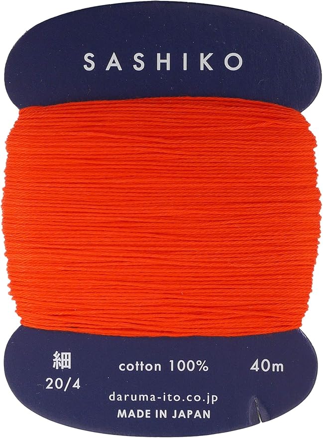 Sashiko Thread Thinner Weight 40m Col. 212 -Orange Red- Japanese Embroidery & Quilting by Yokota