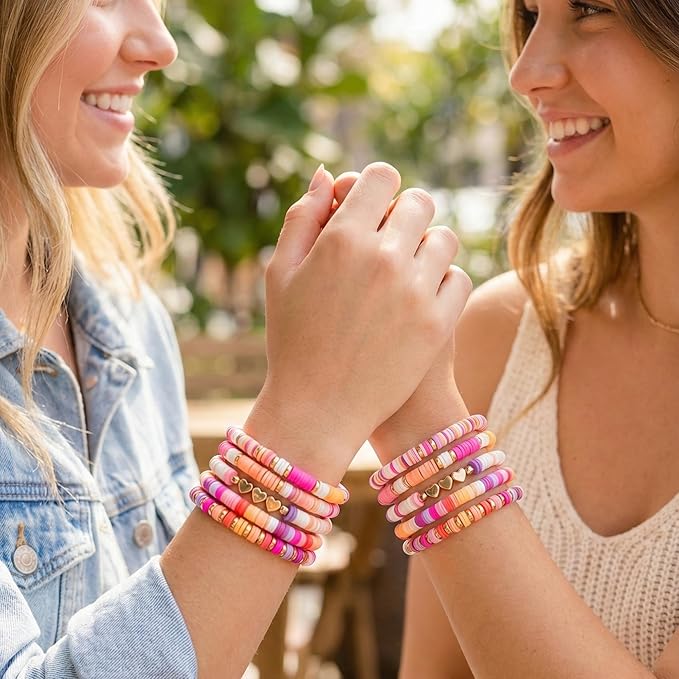 7500+Clay Beads Bracelet Making Kit for Girls- 24 Colors Heishi Beads with No Missing Letter Beads&Charms for DIY Friendship Bracelets and Jewelry Making kit,Arts and Crafts Gift for Teen Girls 6-12